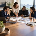 Equipo directivo analizando indicadores para medir la productividad empresarial